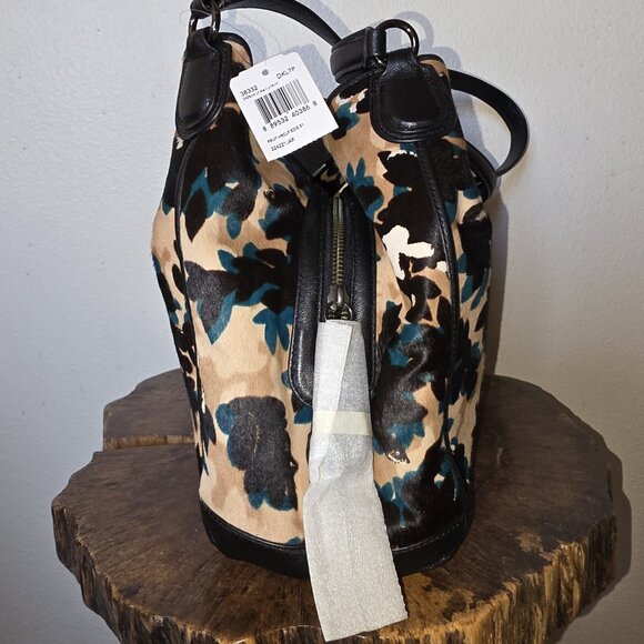 Coach Edie 31 Haircalf Shoulder Bag Scatter Leaf Walnut Multi F38332 NWT - Picture 11 of 16